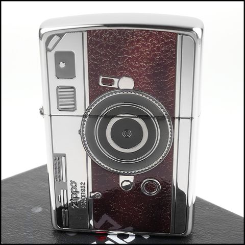 Zippo 日系~古董相機蝕刻圖案設計打火機(棕色款) NO.2BW-CAMERA