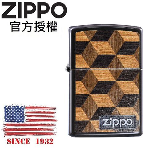 Zippo 【官方授權店】WOODEN BLOCK DESIGN 經典木紋方塊防風打火機