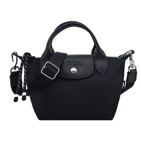 LONGCHAMP LE PLIAGE ENERGY系列再生尼龍短把手提/斜背兩用包(迷你/黑)