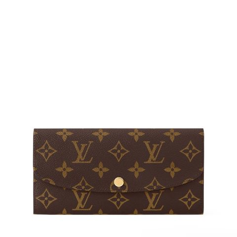 Louis Vuitton 路易威登 現貨 M61289 EMILIE 帆布皮革襯裡信封長夾(棕/粉)