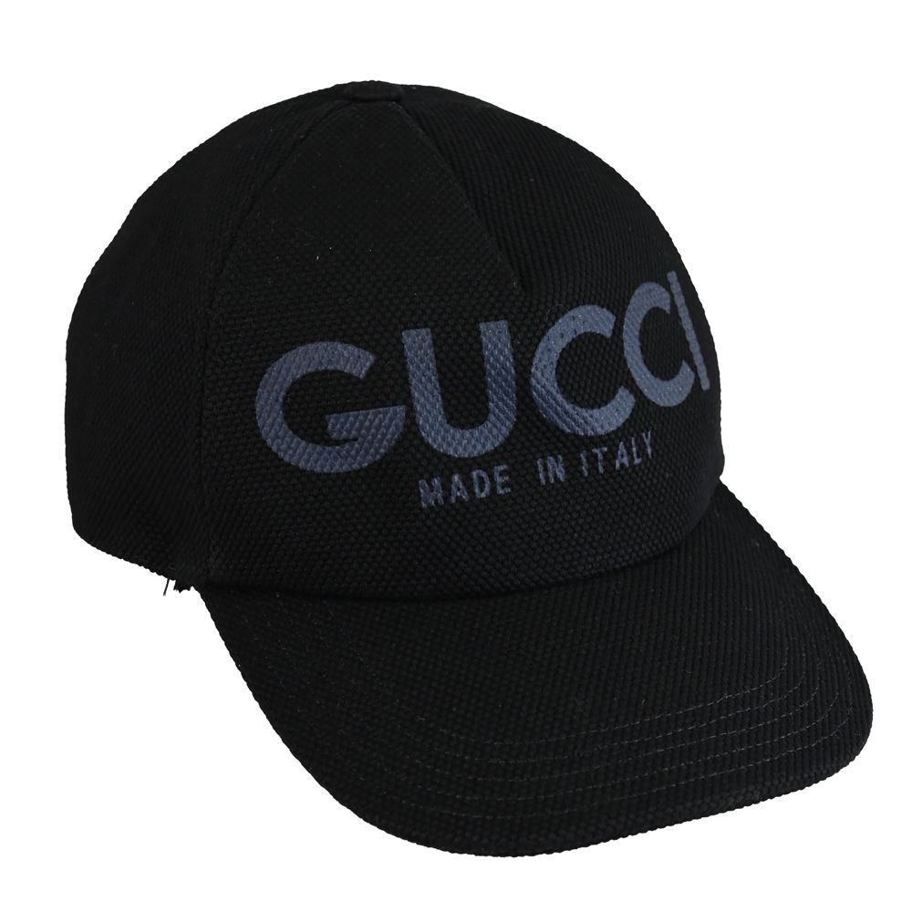 GUCCI 古馳 經典大LOGO帆布遮陽棒球帽.黑