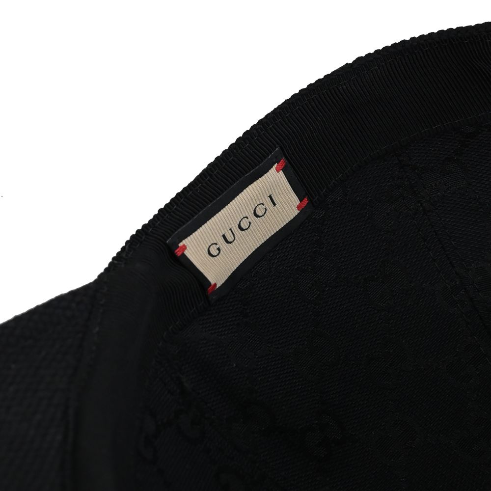 GUCCI 古馳 經典大LOGO帆布遮陽棒球帽.黑