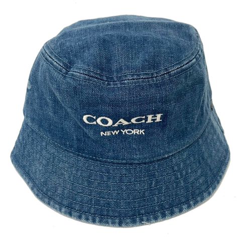 【COACH】經典LOGO素面牛仔布漁夫帽(牛仔藍)