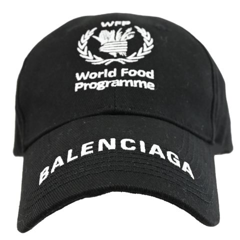 BALENCIAGA 巴黎世家 WFP聯名電繡LOGO棉質棒球帽.黑