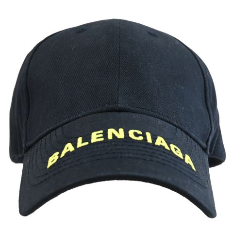 BALENCIAGA 巴黎世家 帽沿電繡LOGO棒球帽.藍黑