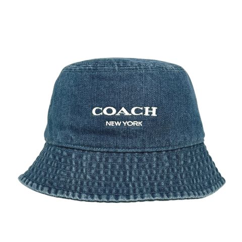 COACH 白色刺繡棉質牛仔漁夫帽(單寧藍) CAA63 DEN