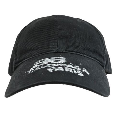 BALENCIAGA 巴黎世家 723771 街頭風塗鴉LOGO棉質棒球帽.黑