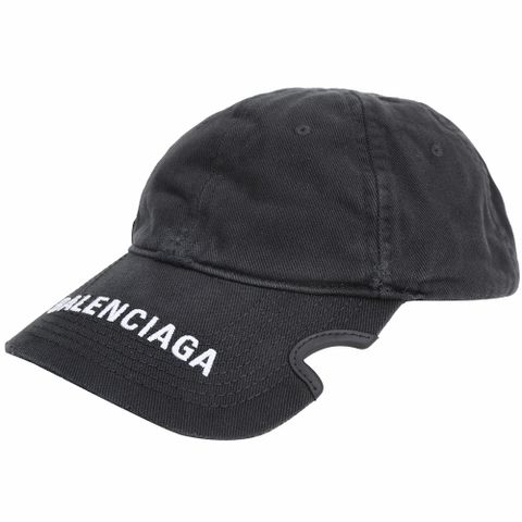 BALENCIAGA 巴黎世家 BALENCIAGA 巴黎世家 字母刺繡缺口帽簷仿舊棉質鴨舌帽(黑色)