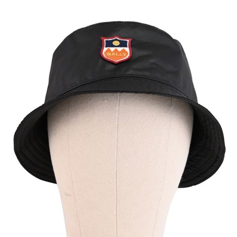 BALLY 6306674 學院風LOGO標誌尼龍漁夫帽/遮陽帽.黑