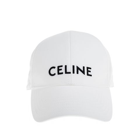 CELINE 新款英文字母 LOGO棉質刺繡字母棒球帽 (白色)