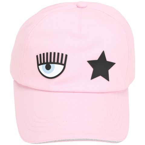 Chiara Ferragni Eye Star 矽膠眨眼星星銀蔥飾邊棉質棒球帽(粉紅色)
