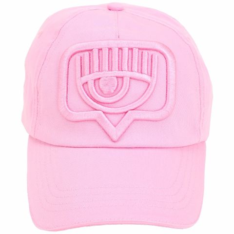 Chiara Ferragni Eyelike 大眨眼框刺繡拼色襯裡棉質棒球帽(粉色)
