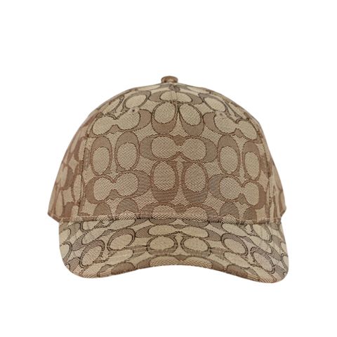 COACH CC Logo 滿版緹花布棒球帽 M-L (卡其色) CW766 KHA