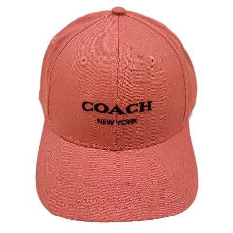 【COACH】字母LOGO鴨舌/棒球帽(煙燻粉M/L)