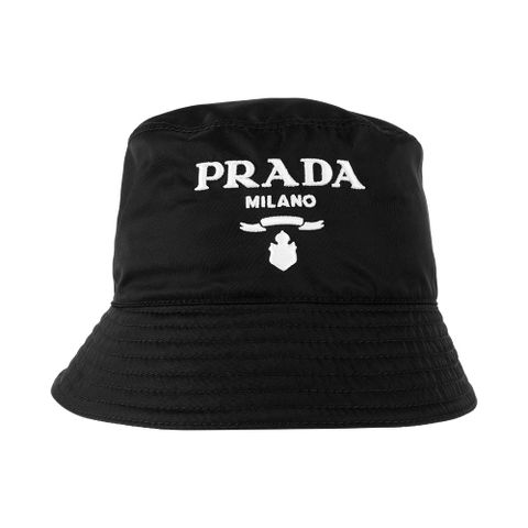 PRADA Re-Nylon 白色刺繡尼龍漁夫帽 S (黑色) 1HC137 2CZQ F0967
