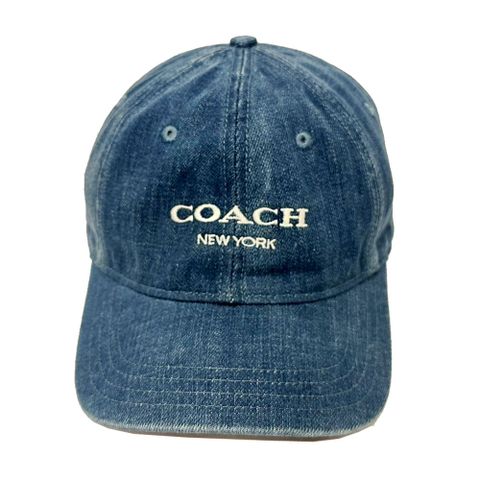 【COACH】字母 LOGO素面牛仔鴨舌/棒球帽(素面牛仔藍M/L)