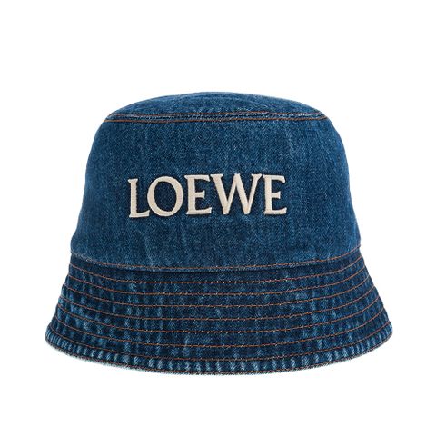 LOEWE 經典丹寧布LOEWE 刺繡英文字母漁夫帽 (深藍色)
