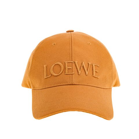 LOEWE 經典刺繡LOEWE 圖案棉質帆布可調整棒球帽 (棕色/59)
