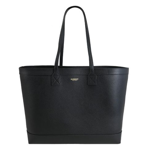 BURBERRY LONDON TOTE 質感牛皮肩背大托特包/購物包.黑