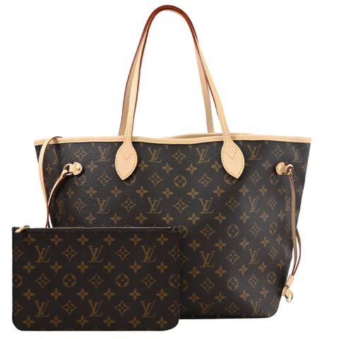 Louis Vuitton LV M46975 NEVERFULL MM 經典花紋子母束口購物包