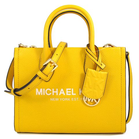 MICHAEL KORS MIRELLA 茉莉黃色鵝卵石紋皮革兩用包