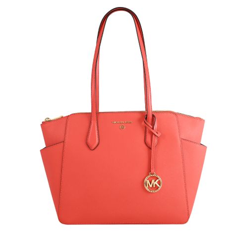 MICHAEL KORS MARILYN 防刮皮革肩背托特包.珊瑚紅