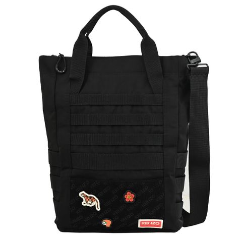 KENZO 5SA211 品牌個性徽章大容量兩用托特包.黑