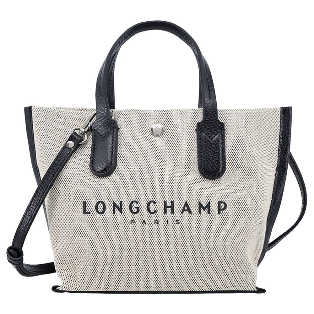 Longchamp ESSENTIAL系列帆布LOGO字母手提/斜背兩用包(迷你/亞麻)