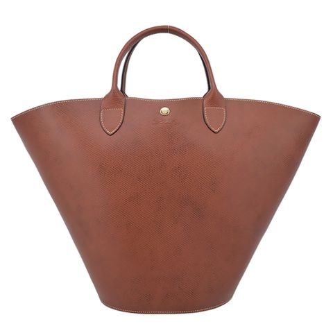 LONGCHAMP ÉPURE系列牛皮壓印手提包(特大/棕)