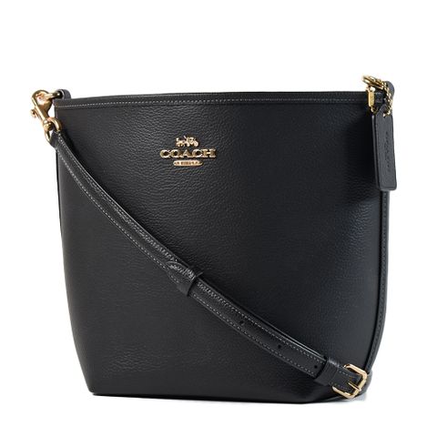COACH City 荔枝紋磁釦肩背/斜背二用包-黑色