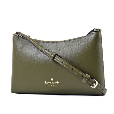 KATE SPADE Sadie 防刮十字紋拉鍊斜背包-海藻綠