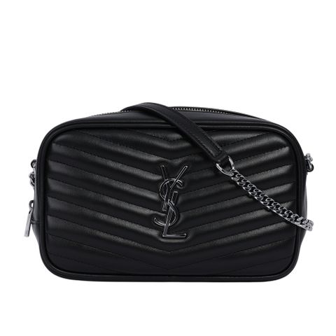 YSL Mini Lou 銀字V紋小牛皮相機包/斜背包(黑色) 748849 DV702 1000