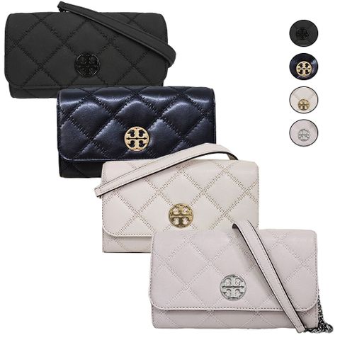 TORY BURCH tory burch willa 新款 磨砂黑 woc鍊帶斜背包 手拿包 原廠防塵袋紙袋