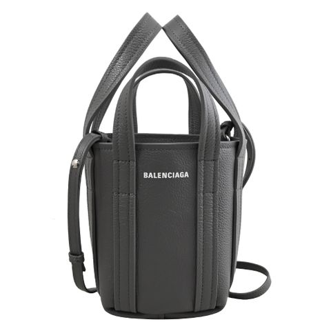 BALENCIAGA 781817 EVERYDAY NORTH-SOUTH Mini 雙提把牛皮手提斜背兩用包.灰