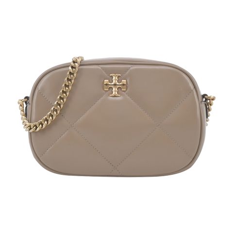 TORY BURCH KIRA 鑽石絎縫鏈帶相機包-灰