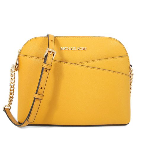 MICHAEL KORS JET SET TRAVEL 金字LOGO菊黃色防刮皮革貝殼斜背包