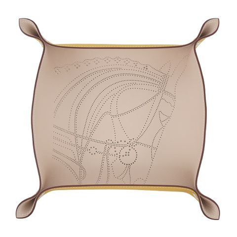 Hermes 愛馬仕 Mises et Relances Robe du Soir 平滑公牛皮置物盤(黃/米白)