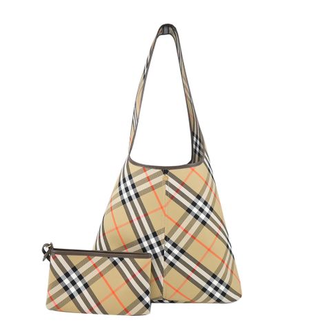BURBERRY新款格紋大型格紋肩背包(沙色)