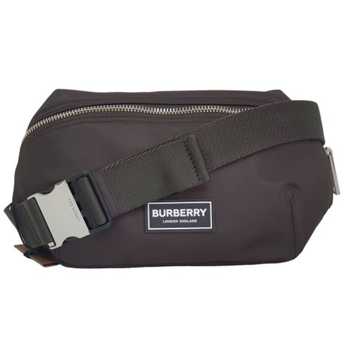 BURBERRY 巴寶莉 矽膠立體標誌LOGO尼龍胸包 墨綠色