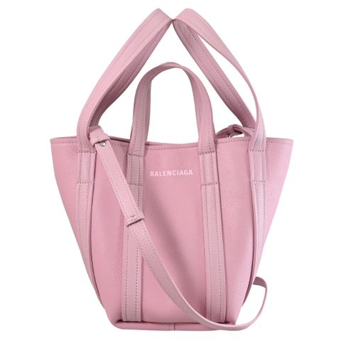 BALENCIAGA 672793 EVERYDAY NORTH-SOUTH 雙提把牛皮手提斜背兩用包.粉 XS
