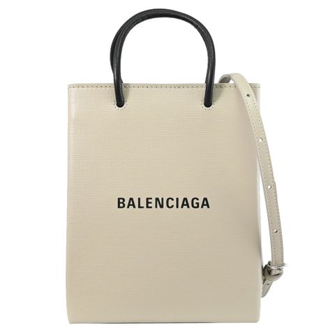 BALENCIAGA 巴黎世家 757776 經典小牛皮兩用紙袋包.淺灰