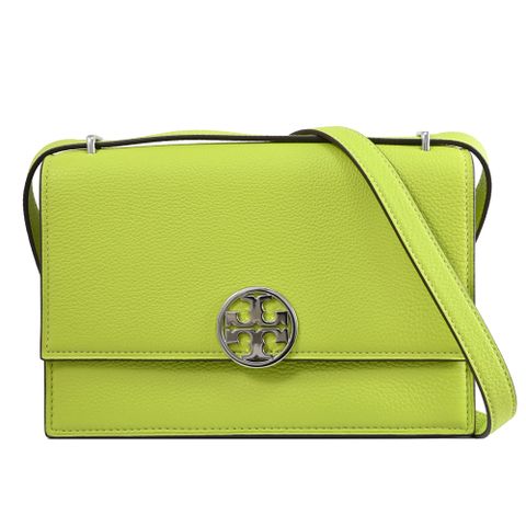 TORY BURCH 154675 Miller 金屬LOGO翻蓋斜背包.亮綠
