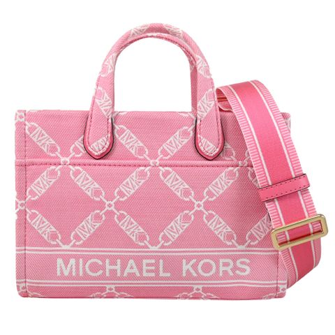 MICHAEL KORS GIGI 緹花布手提兩用小托特包.玫瑰粉