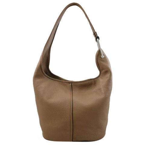 MICHAEL KORS SONNY 經典LOGO荔枝皮革單肩背包.棕色