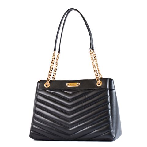 MICHAEL KORS WHITNEY 絎縫皮革三層置物托特包-黑色