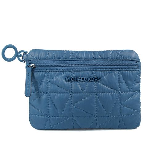 MICHAEL KORS WINNIE 深牛仔藍色绗縫防潑水尼龍夾扣式掛環手拿包