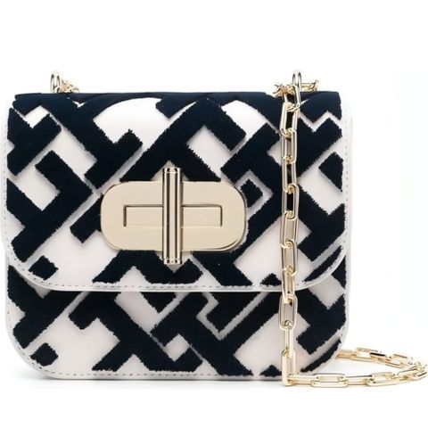TOMMY HILFIGER TURNLO斜背包 MONOGRAM 白色女款包包