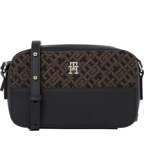 TOMMY HILFIGER JACQUARD 相機包 黑色女款包包