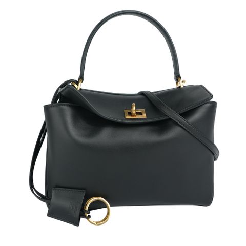 BALENCIAGA 爆款Rodeo 金釦平滑小牛皮迷你手提/斜背二用包(黑色) 795456 2AA4V 1000