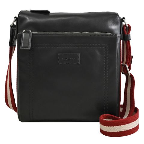 BALLY 6225265 TUSTON 壓印LOGO 經典織帶牛皮休閒斜背包.深咖